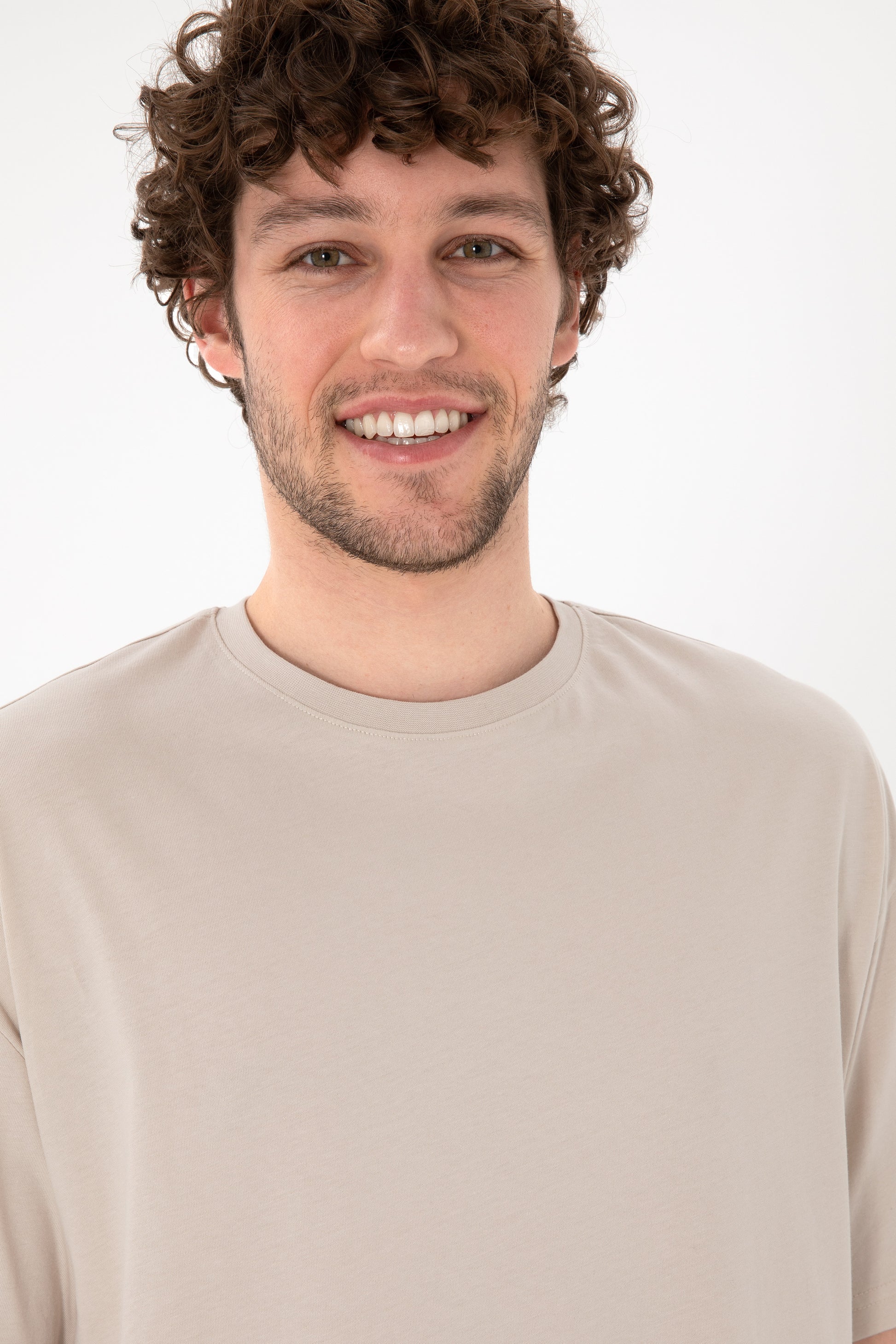 Men's Oversize Fit Crew Neck Stone T-Shirt