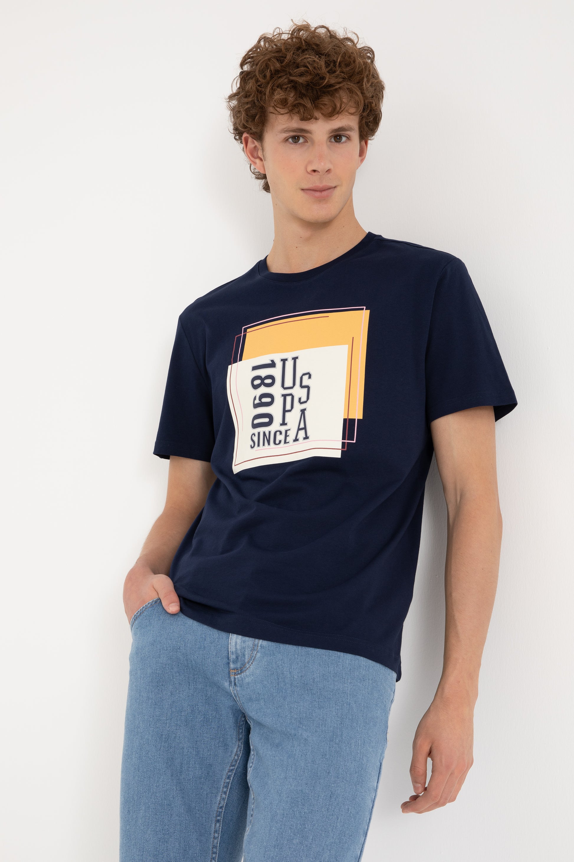 Men's Regular Fit Crew Neck Navy T-Shirt