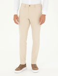 Beige Slim Fit Canvas Striped Pants