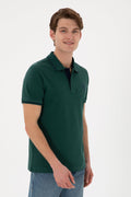 U.S. Polo Assn. - Men's Slim Fit Polo Neck Dark Green Basic T-Shirt