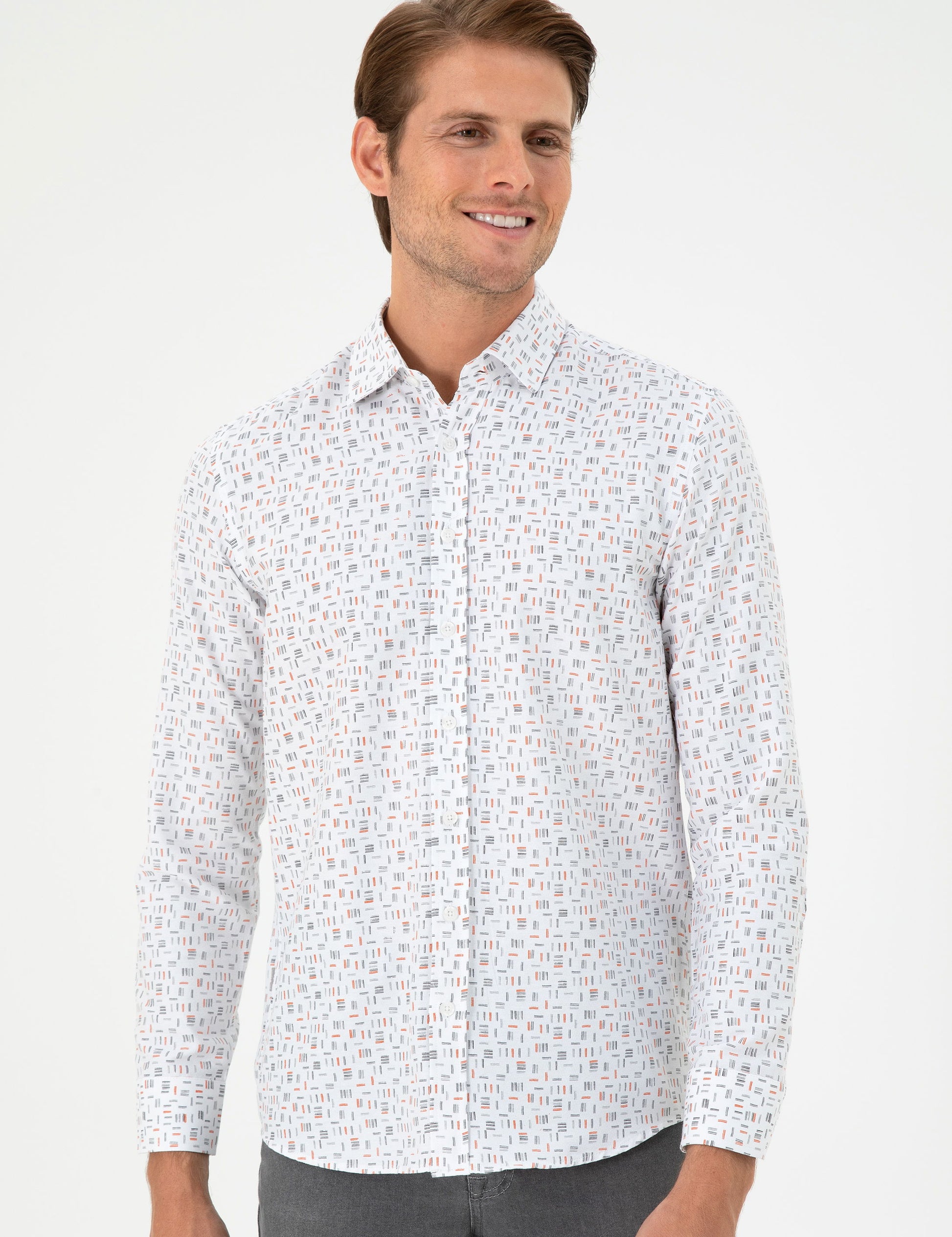 Orange Slim Fit Long Sleeve Shirt