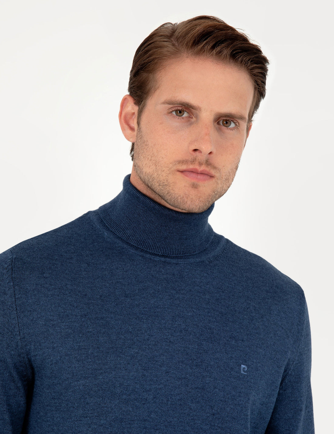 Indigo Melange Slim Fit Turtleneck Basic Knitwear Sweater