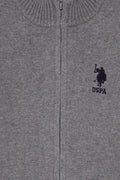Boy's Grey Melange Knitwear Cardigan
