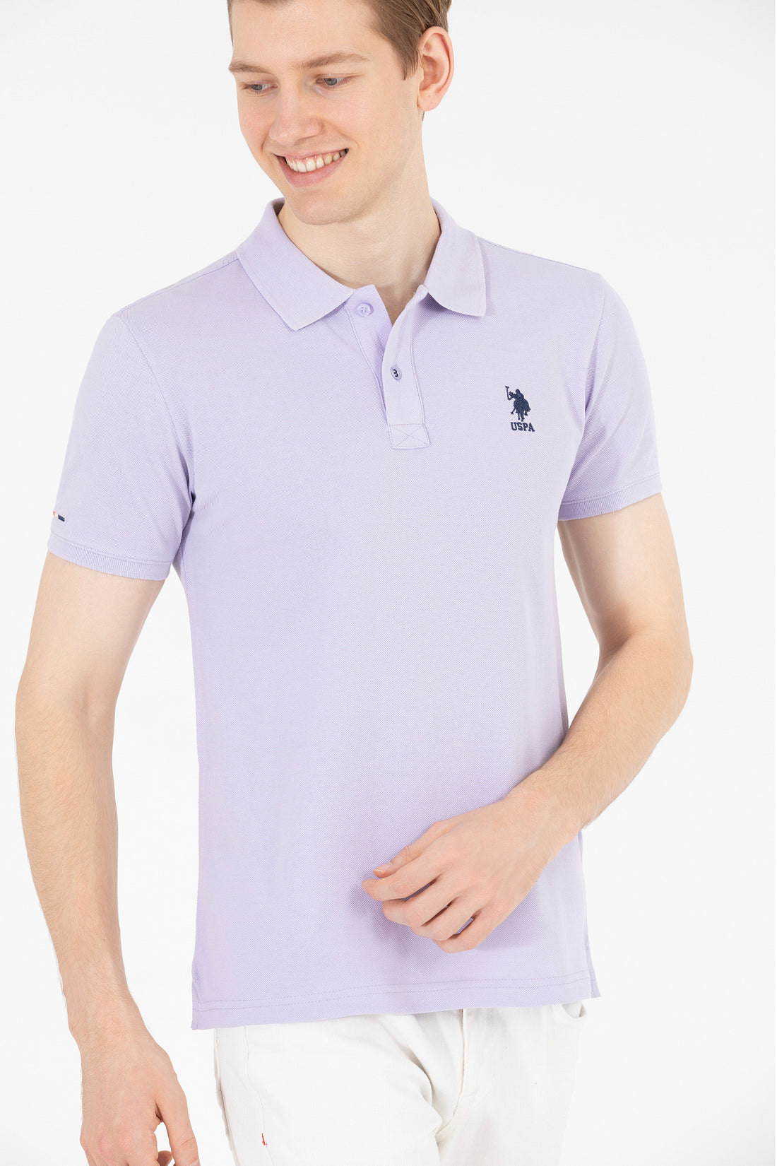 Men's Lilac Basic Polo Neck T-Shirt