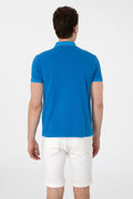 Men's Slim Fit Polo Neck Cobalt Wash Basic T-Shirt