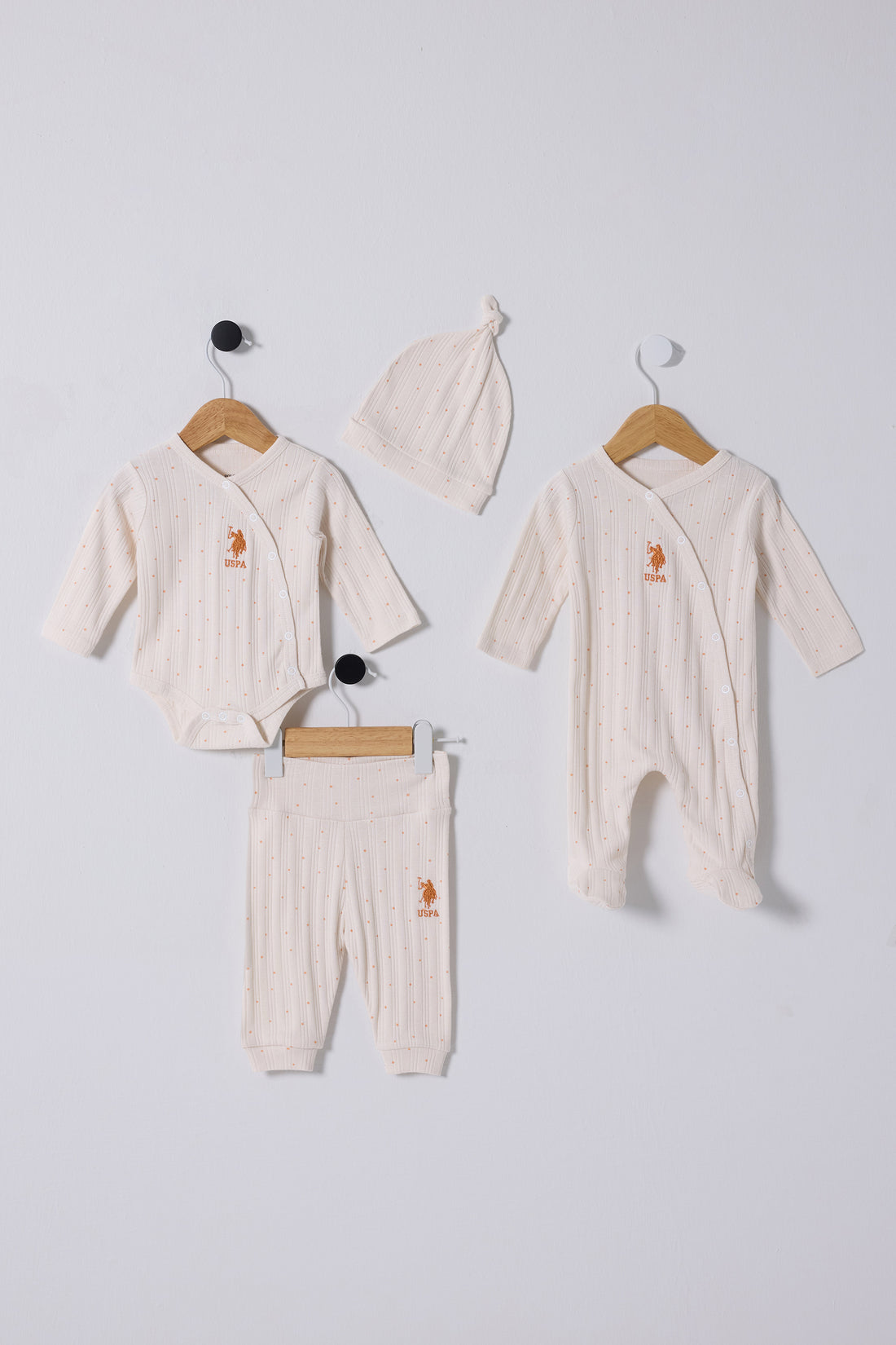 Baby Girl Ecru Polka Dot 4-Piece Zipper Set