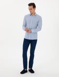 Blue Striped Ex. Slim Fit Long Sleeve Shirt