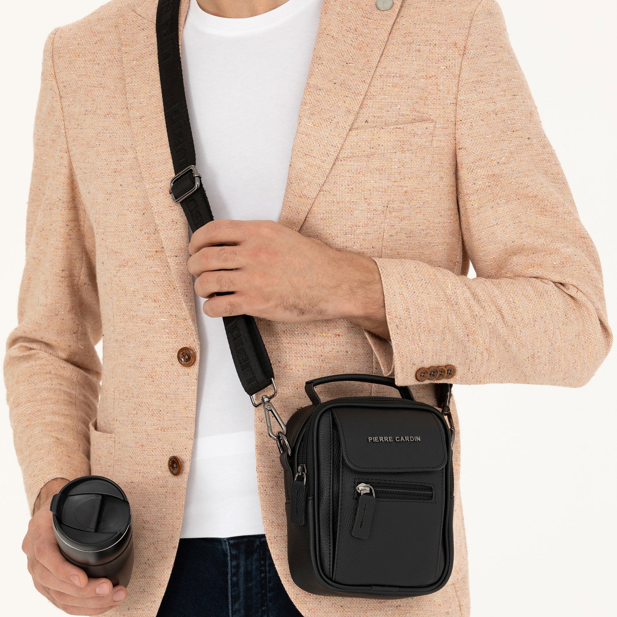 Men's Black Strap Handbag
