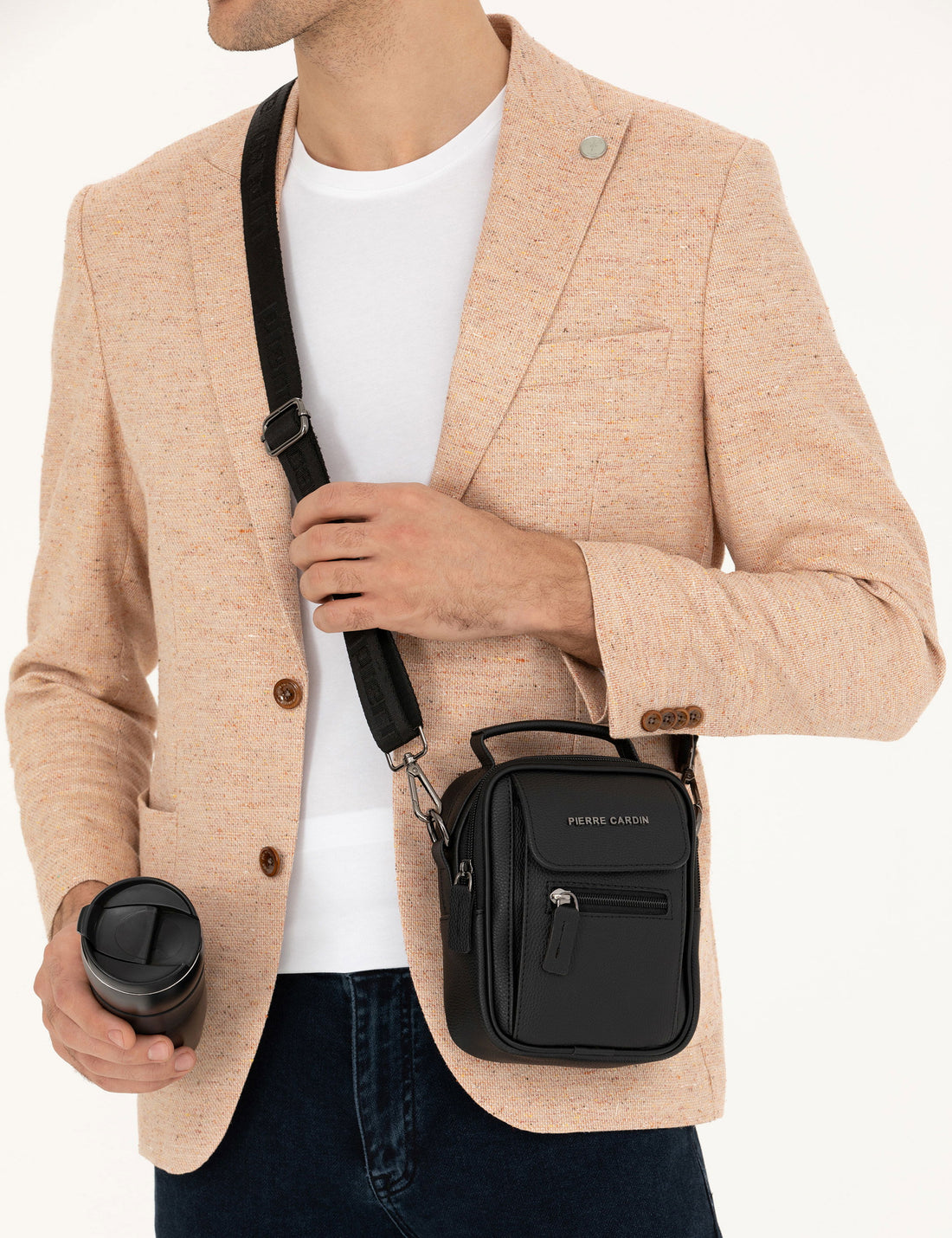 Men's Black Strap Handbag
