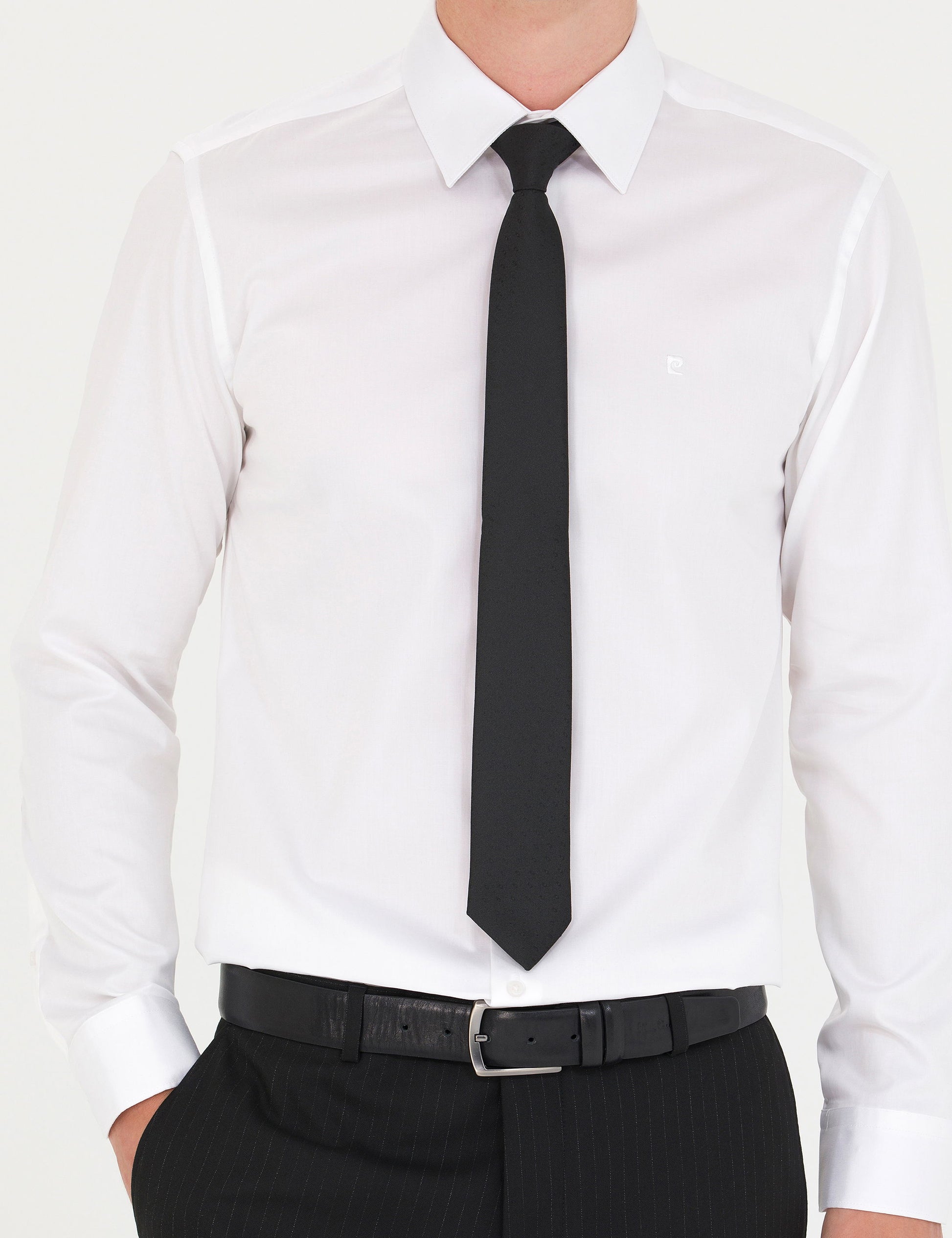 White Slim Fit Long Sleeve Basic Shirt