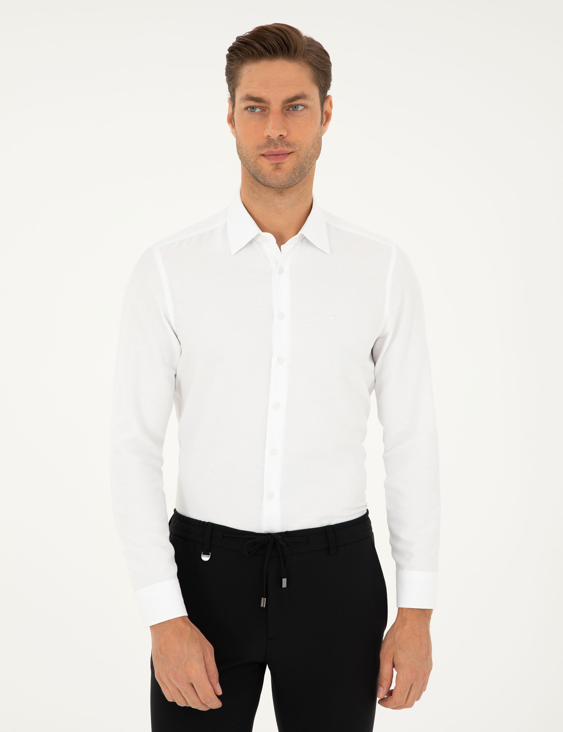 White Striped Slim Fit Long Sleeve Shirt