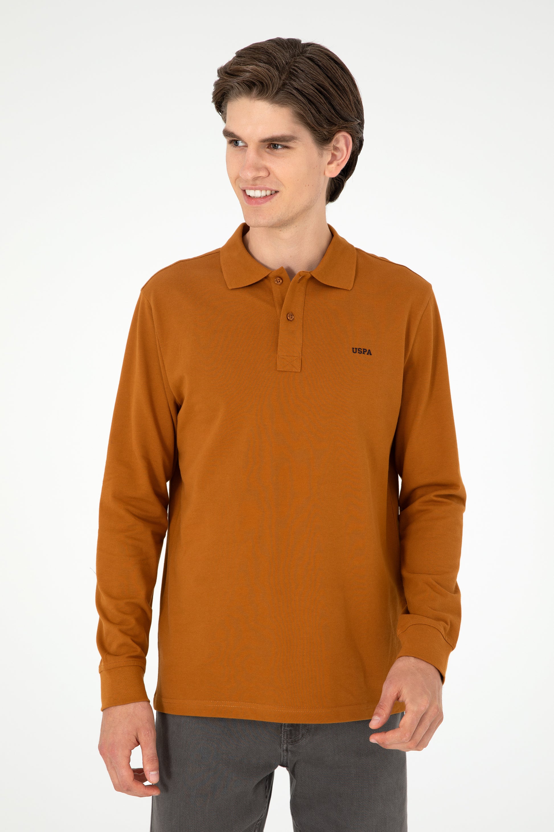 Men's Regular Fit Polo Neck Coconut Basic Sweatshirt