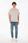 Men's Oversize Fit Crew Neck Stone T-Shirt