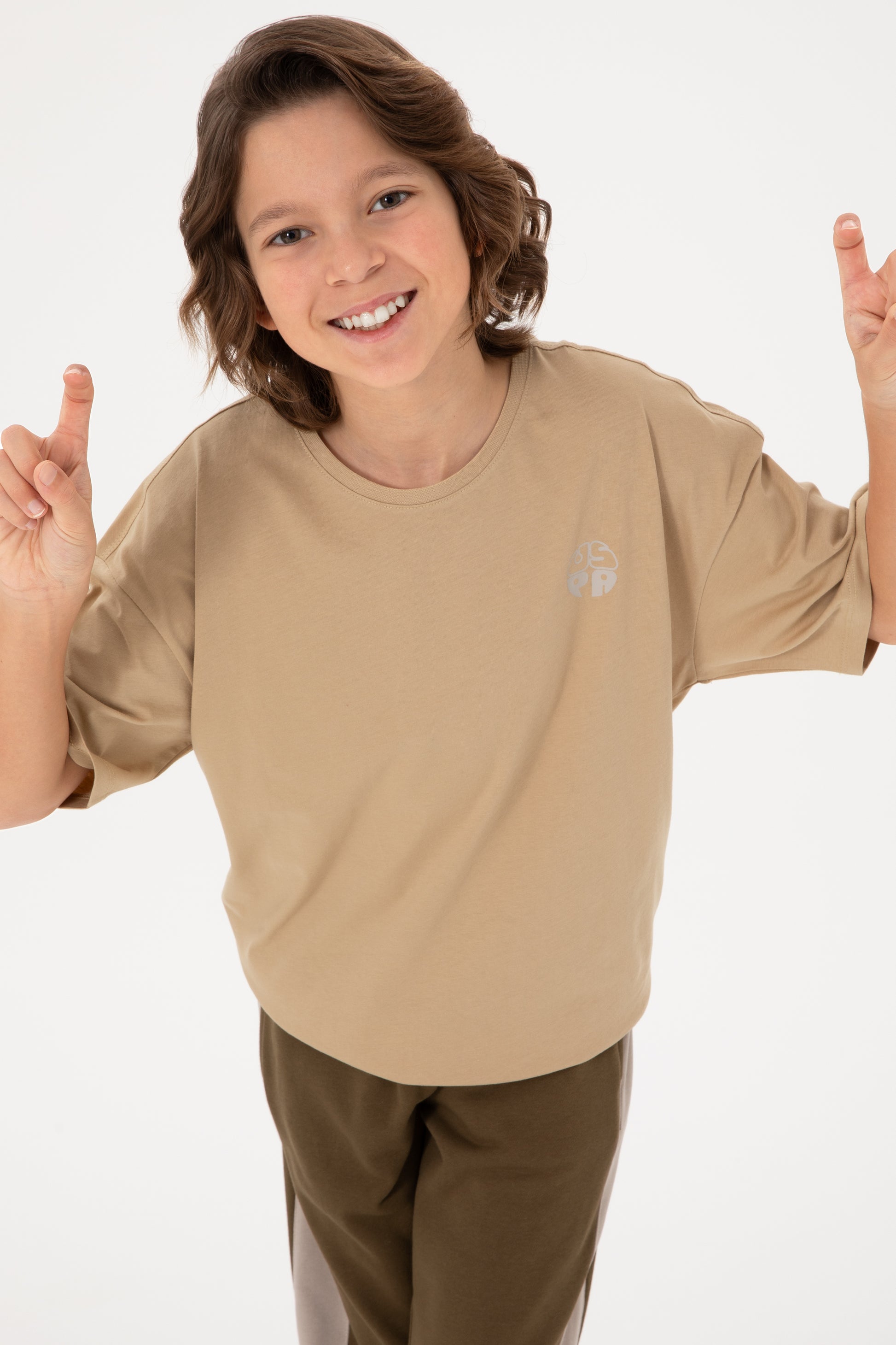 Boy's Sand Comfort Basic Crew Neck T-Shirt