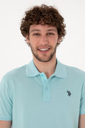 Men's Slim Fit Polo Neck Light Blue Basic T-Shirt