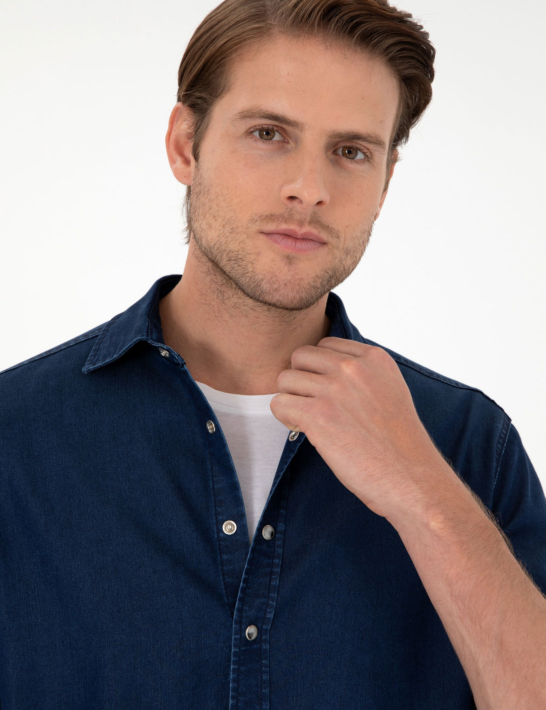 Navy Blue Regular Fit Jeans Shirt