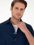 Navy Blue Regular Fit Jeans Shirt