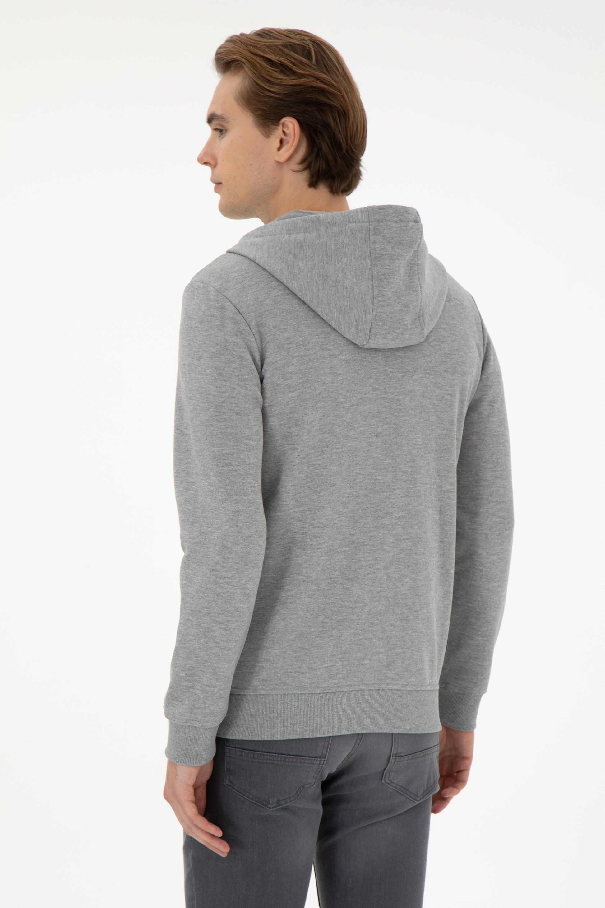 Men's Grey Melange Knitted Cardigan