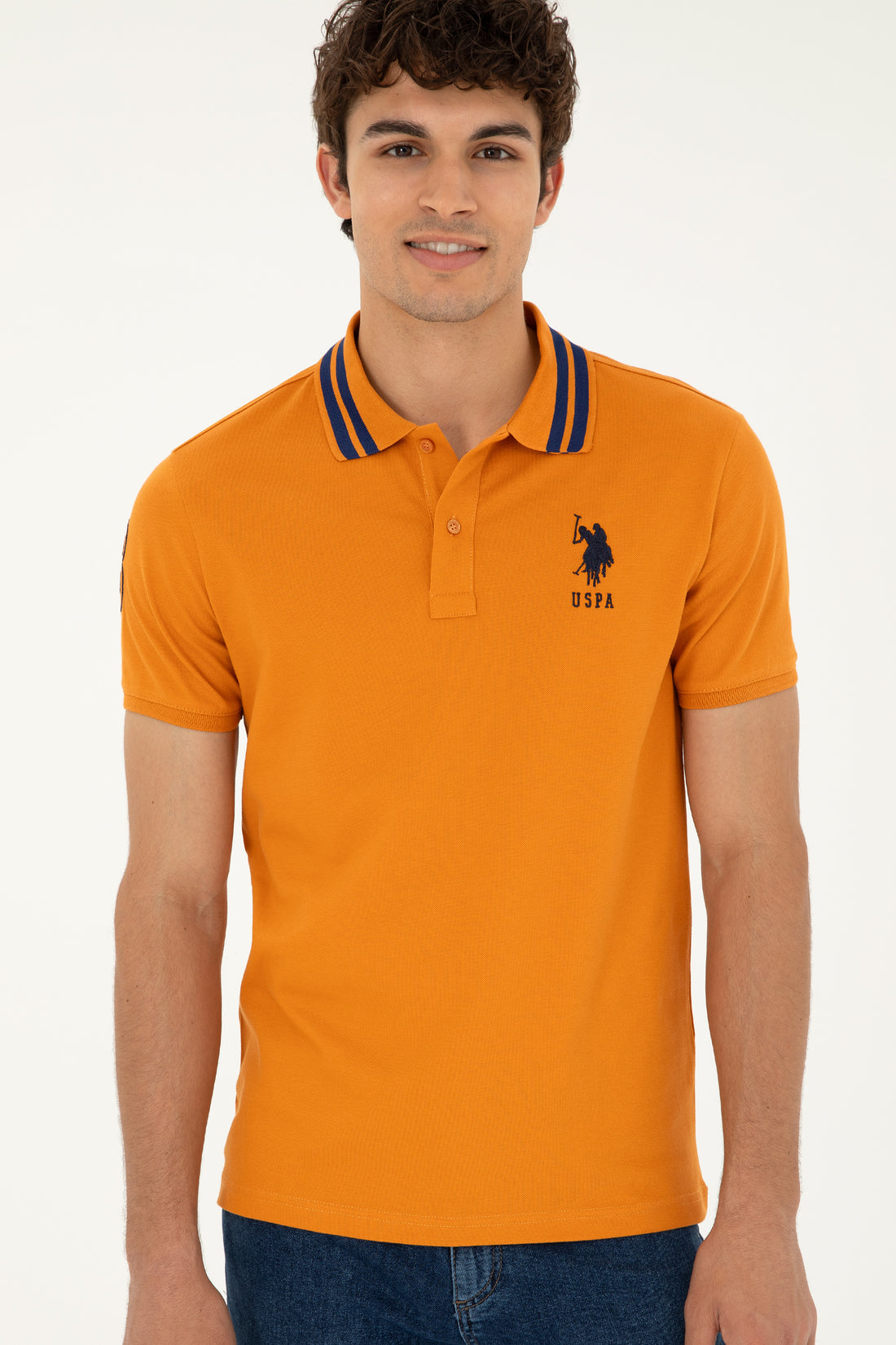 Men's Slim Fit Polo Neck Tile Basic T-Shirt