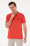 Men's Regular Fit Polo Neck Red Basic T-Shirt