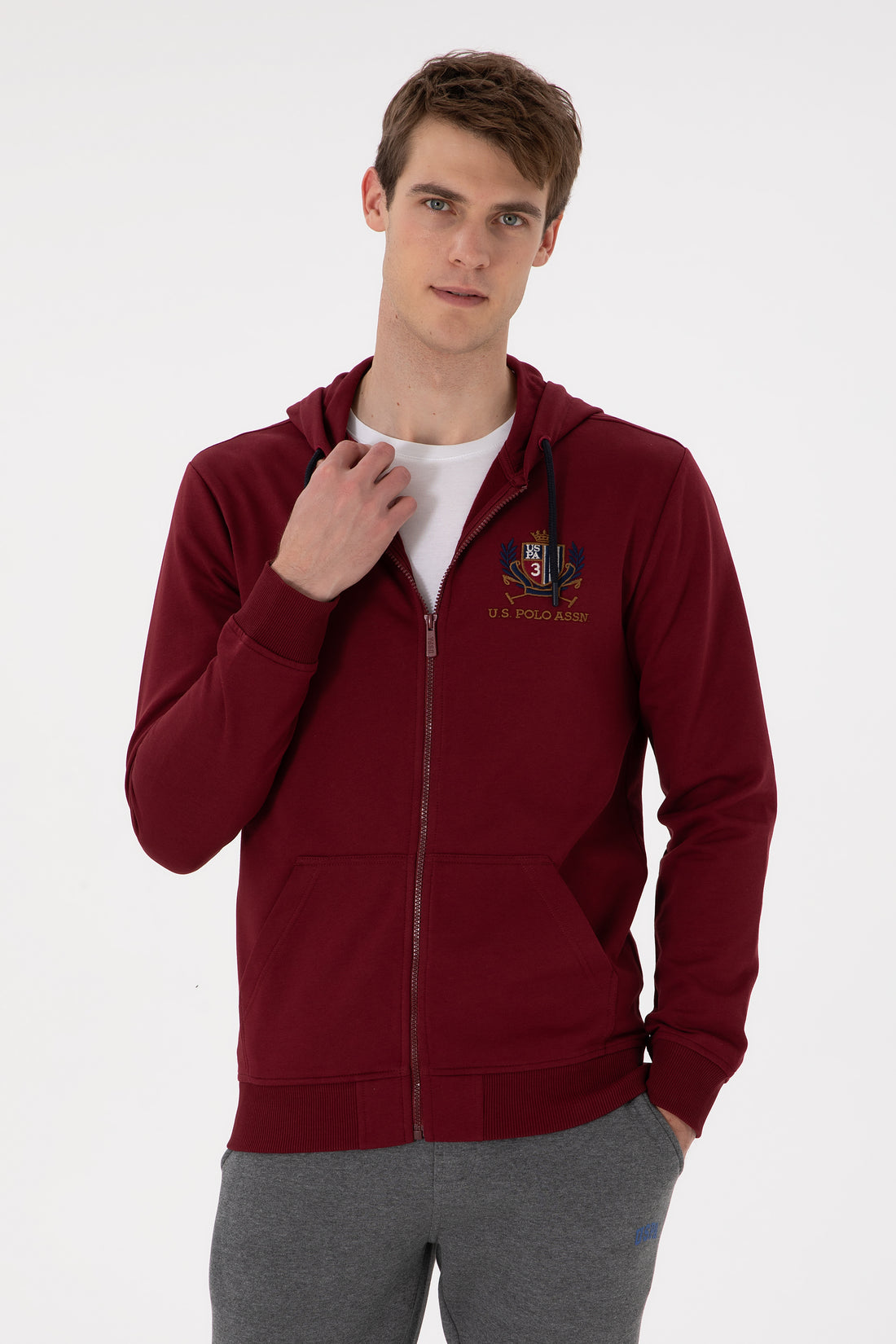 Men's Burgundy Knitted Cardigan