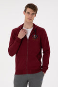 Men's Burgundy Knitted Cardigan
