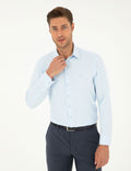 Light Blue Slim Fit Chunky Long Sleeve Shirt