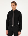 Black Regular Fit Long Sleeve Basic Shirt