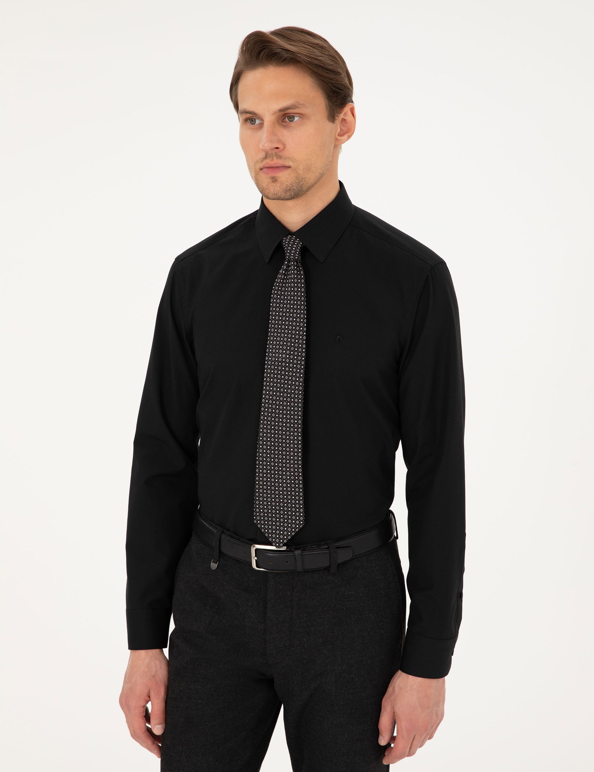 Black Regular Fit Long Sleeve Basic Shirt
