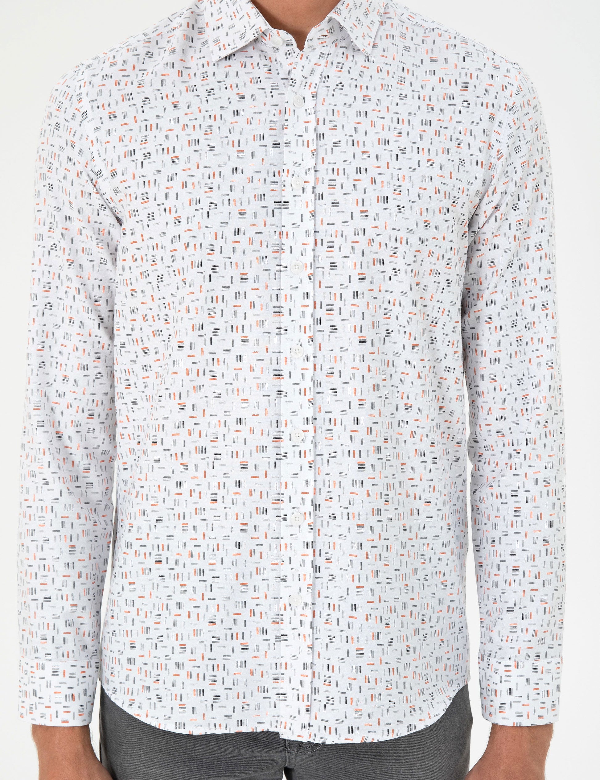Orange Slim Fit Long Sleeve Shirt