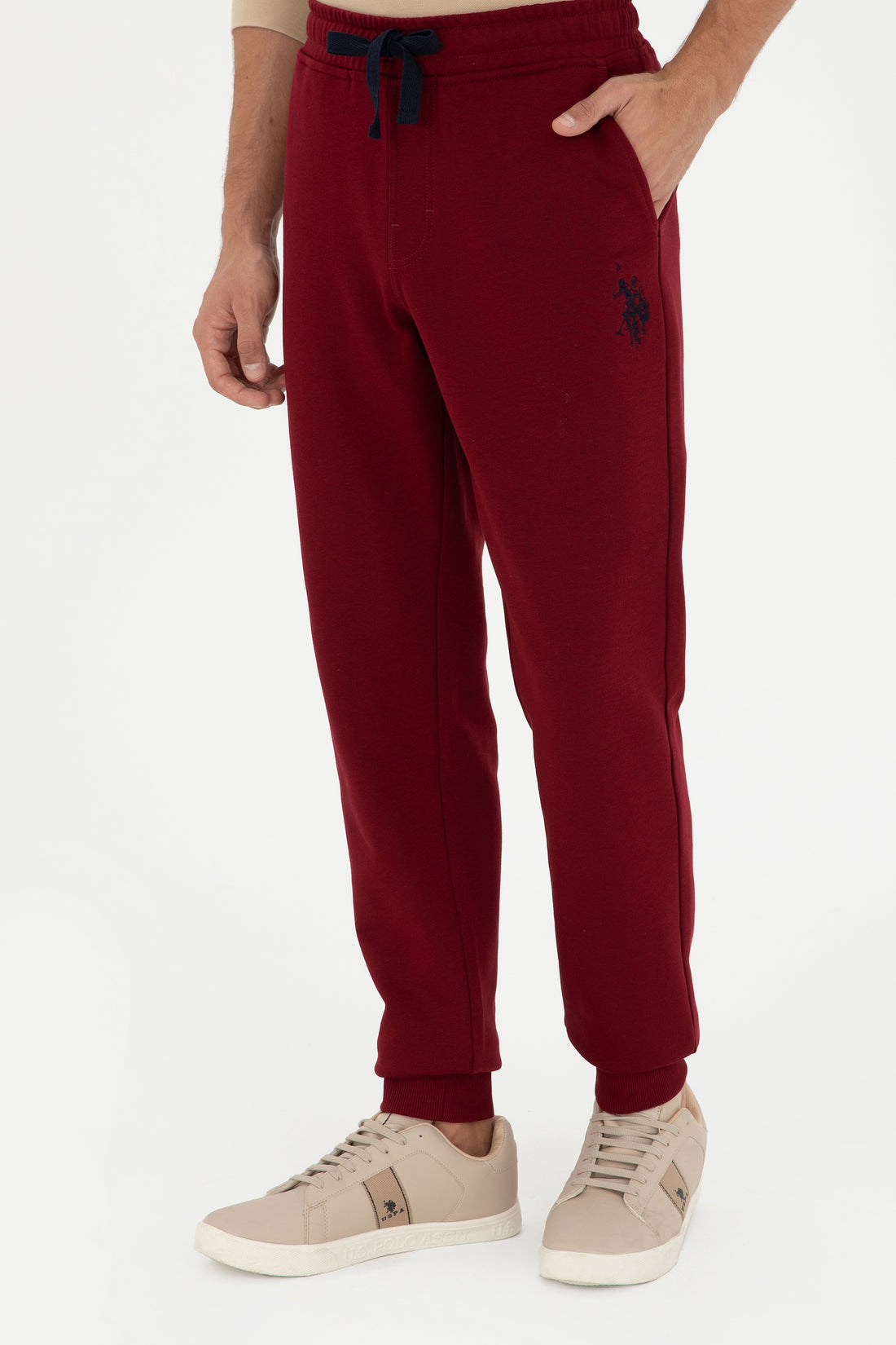 Men's Slim Fit Elastic Leg Burgundy Sweatpants