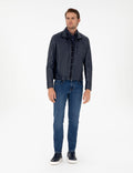 Navy Blue Leather Jacket
