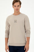 Men's Comfort Fit Crew Neck Stone Basic Sweatshirt