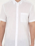 White Regular Fit Short Sleeve Shirt