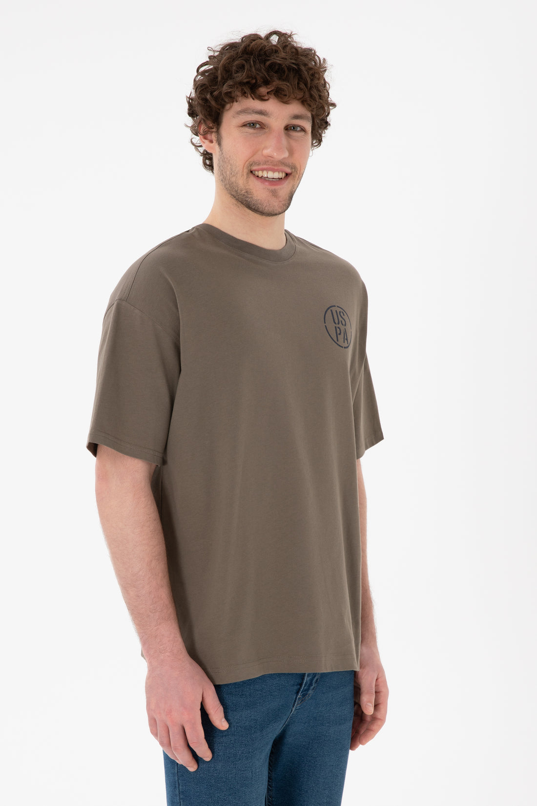 Men's Oversize Fit Crew Neck Mink T-Shirt