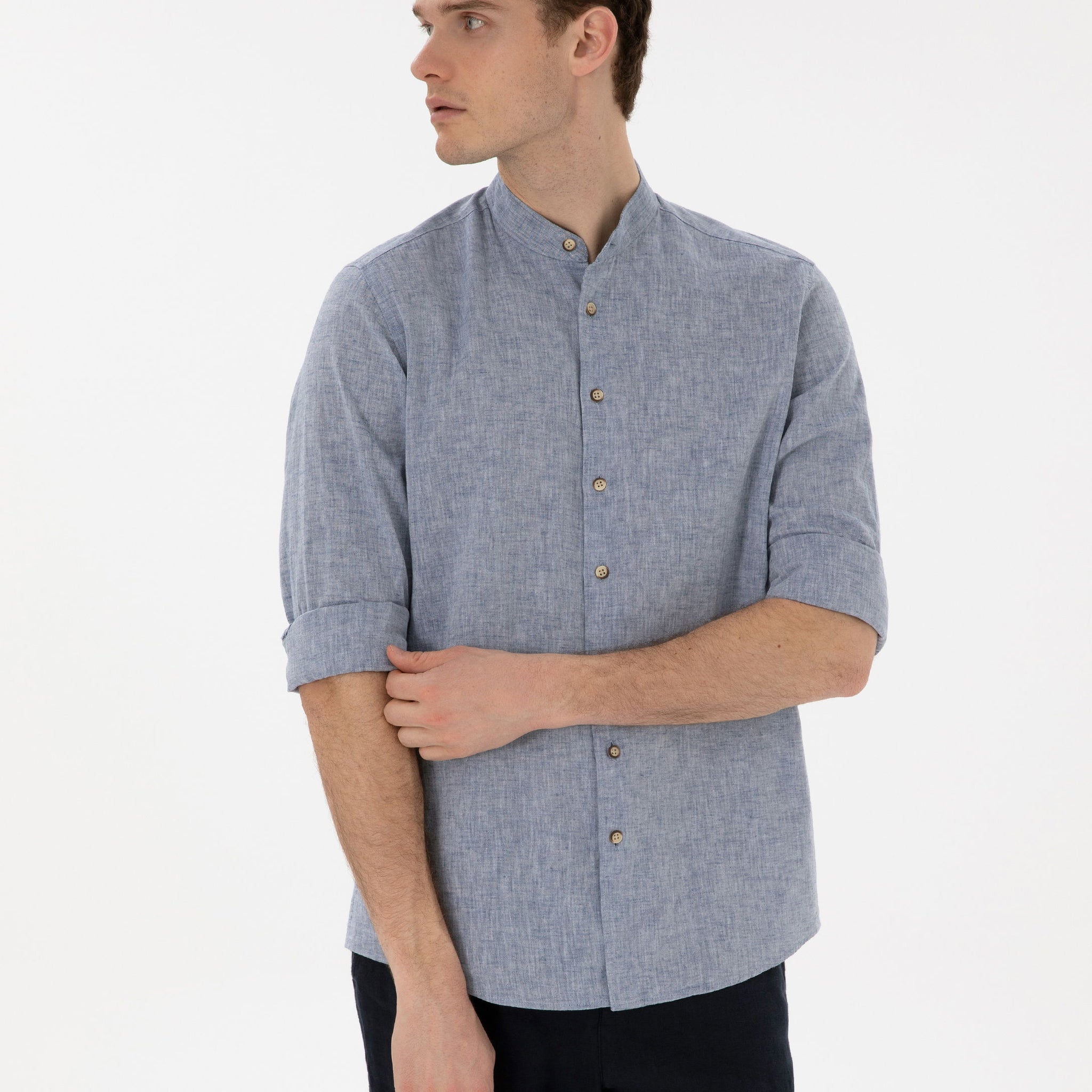 Navy Blue Regular Fit Long Sleeve Shirt