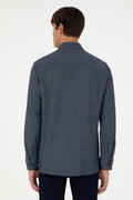 Men's Navy Blue Knitted Shirt
