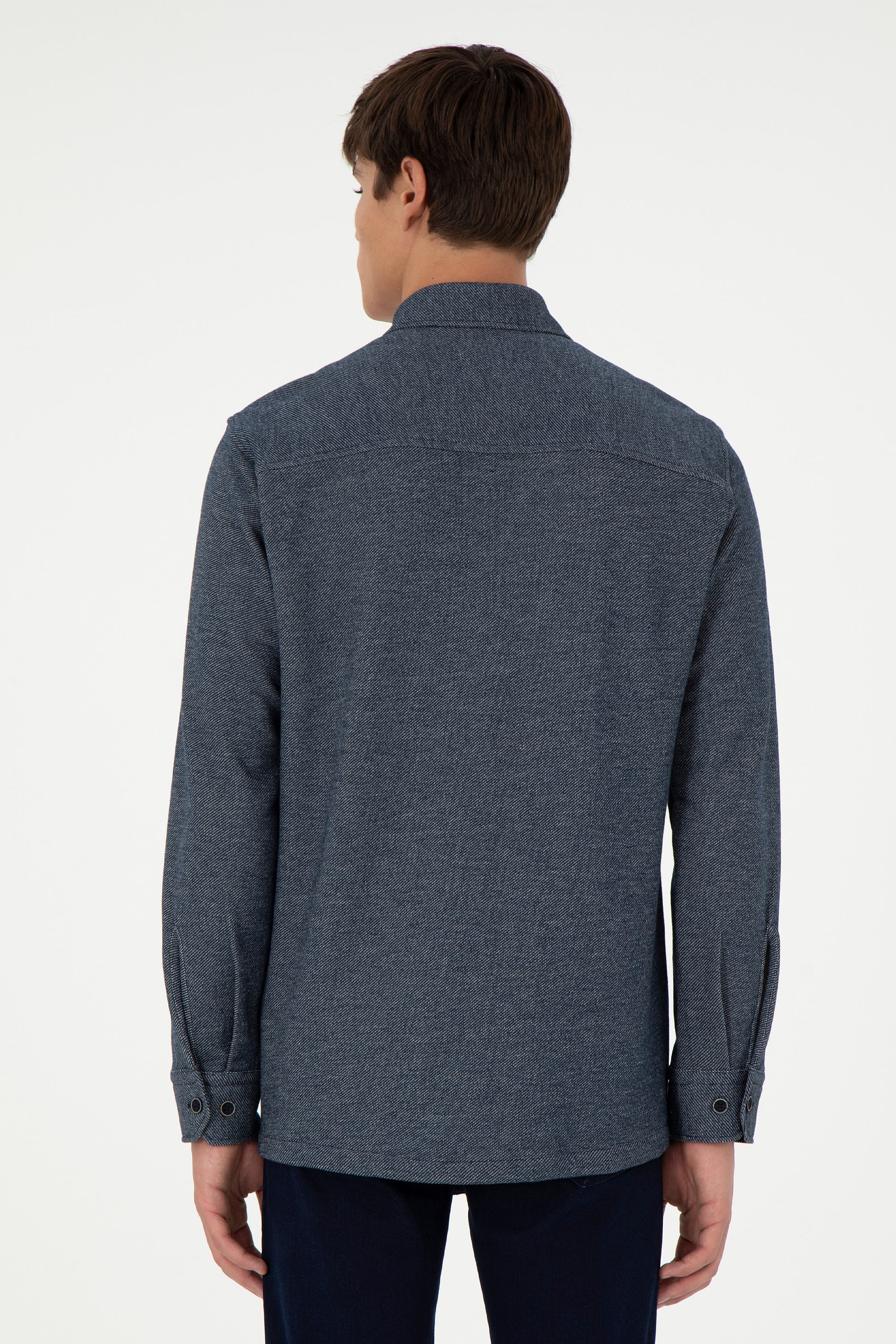 Men's Navy Blue Knitted Shirt