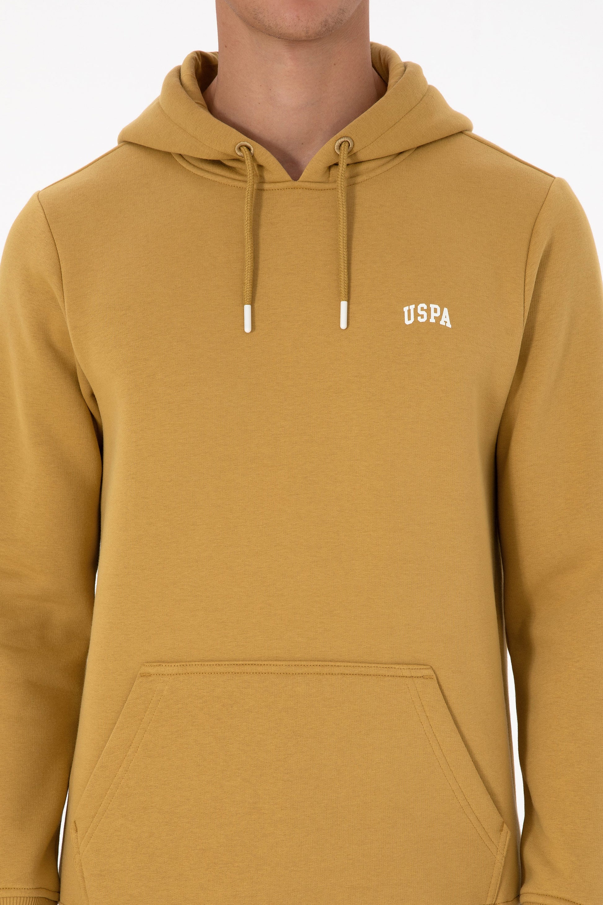 Erkek Regular Fit Kapüşonlu Hardal Basic Sweatshirt