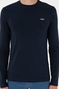 Men's Slim Fit Crew Neck Navy Basic Sweatshirt