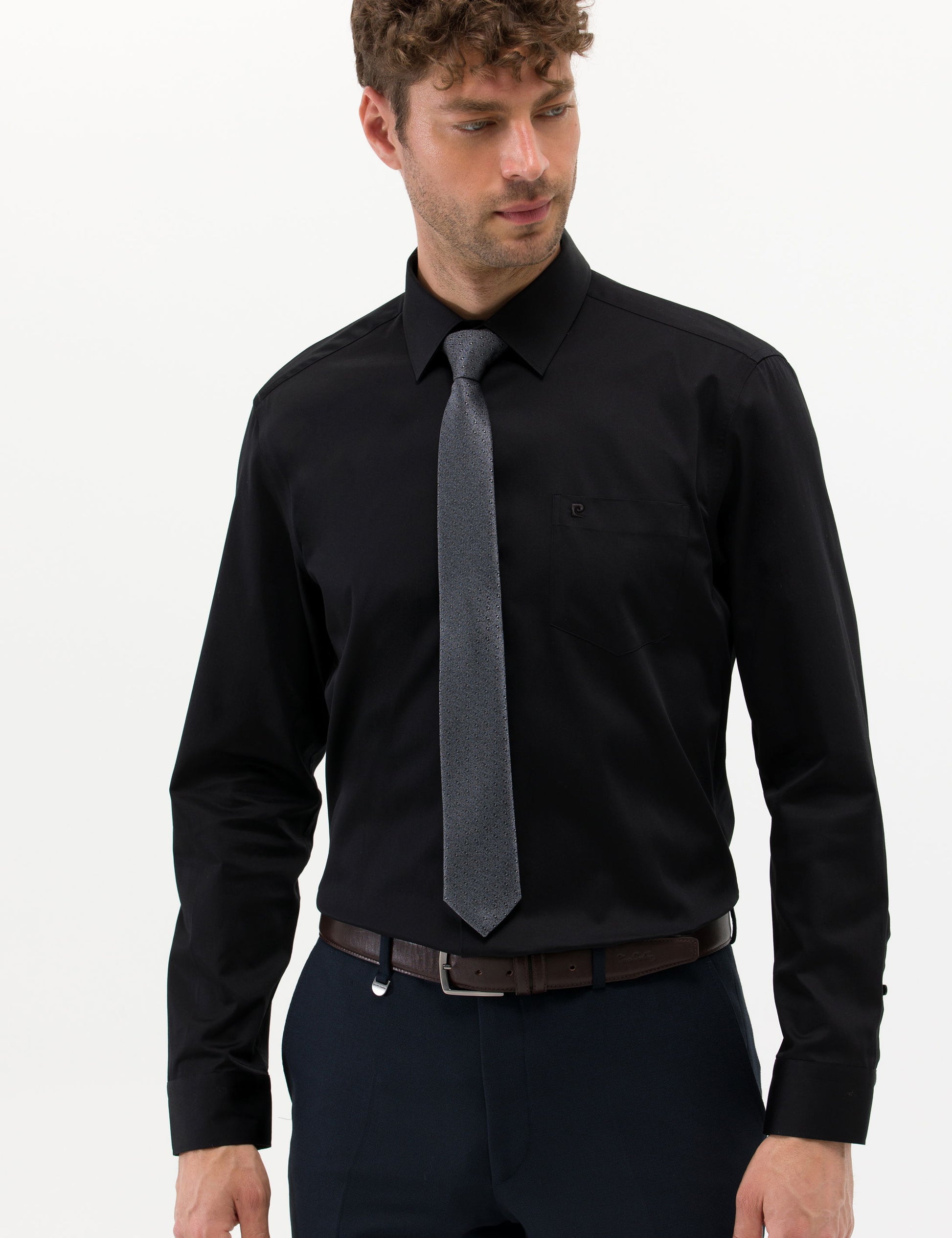 Black Regular Fit Long Sleeve Classic Shirt