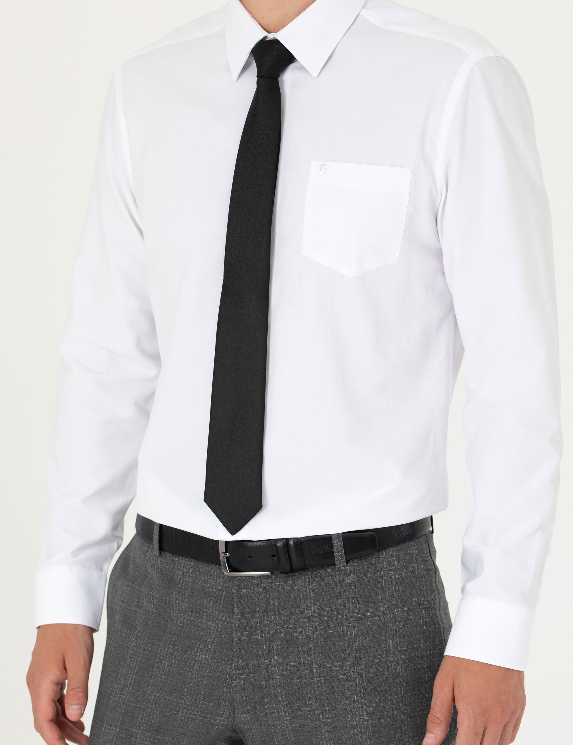 White Regular Fit Long Sleeve Basic Shirt