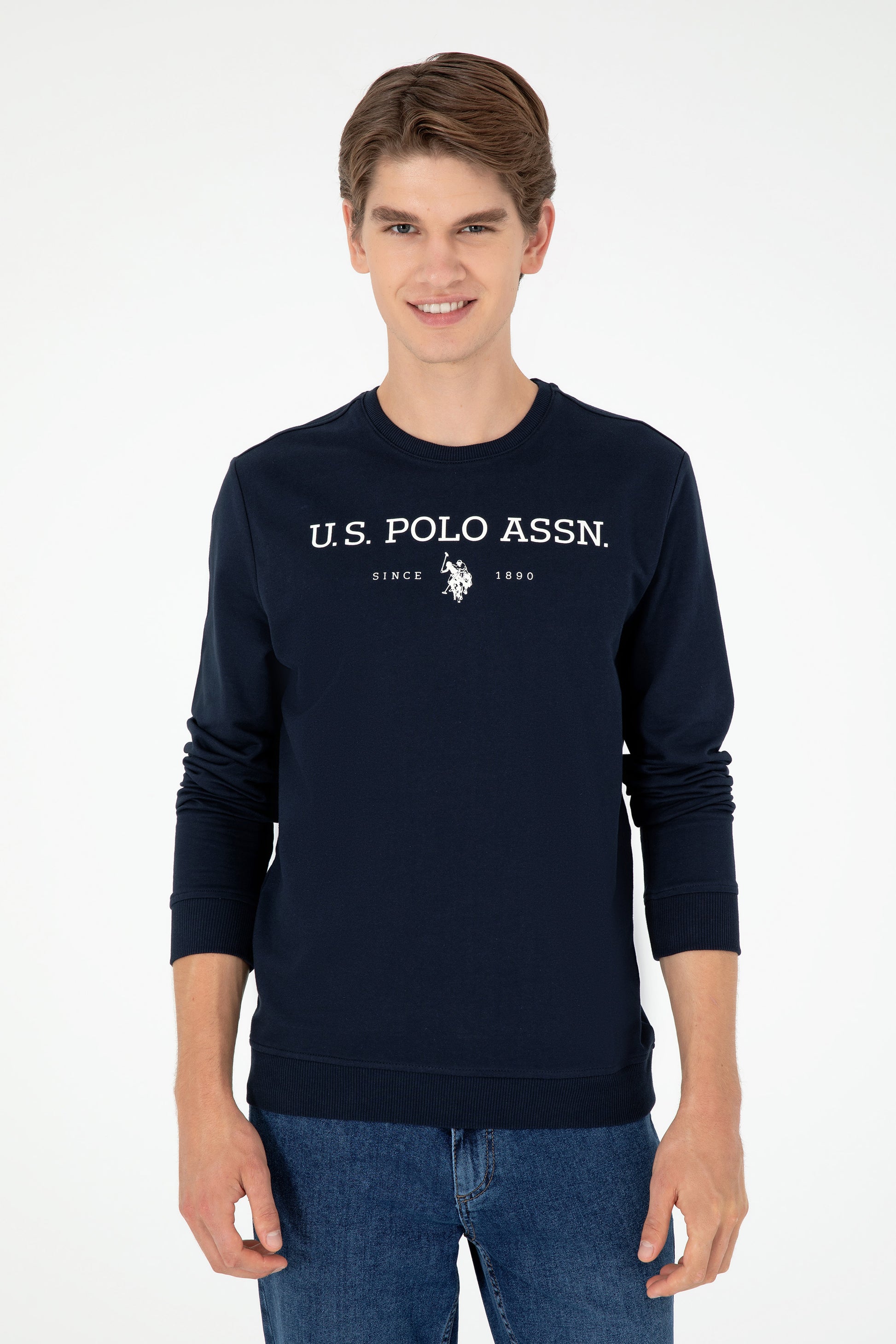 Men's Regular Fit Crew Neck Navy Sweatshirt