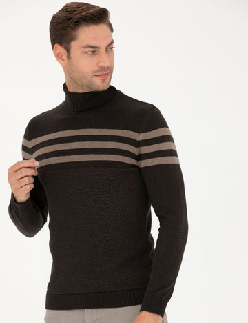 Brown Slim Fit Sweater