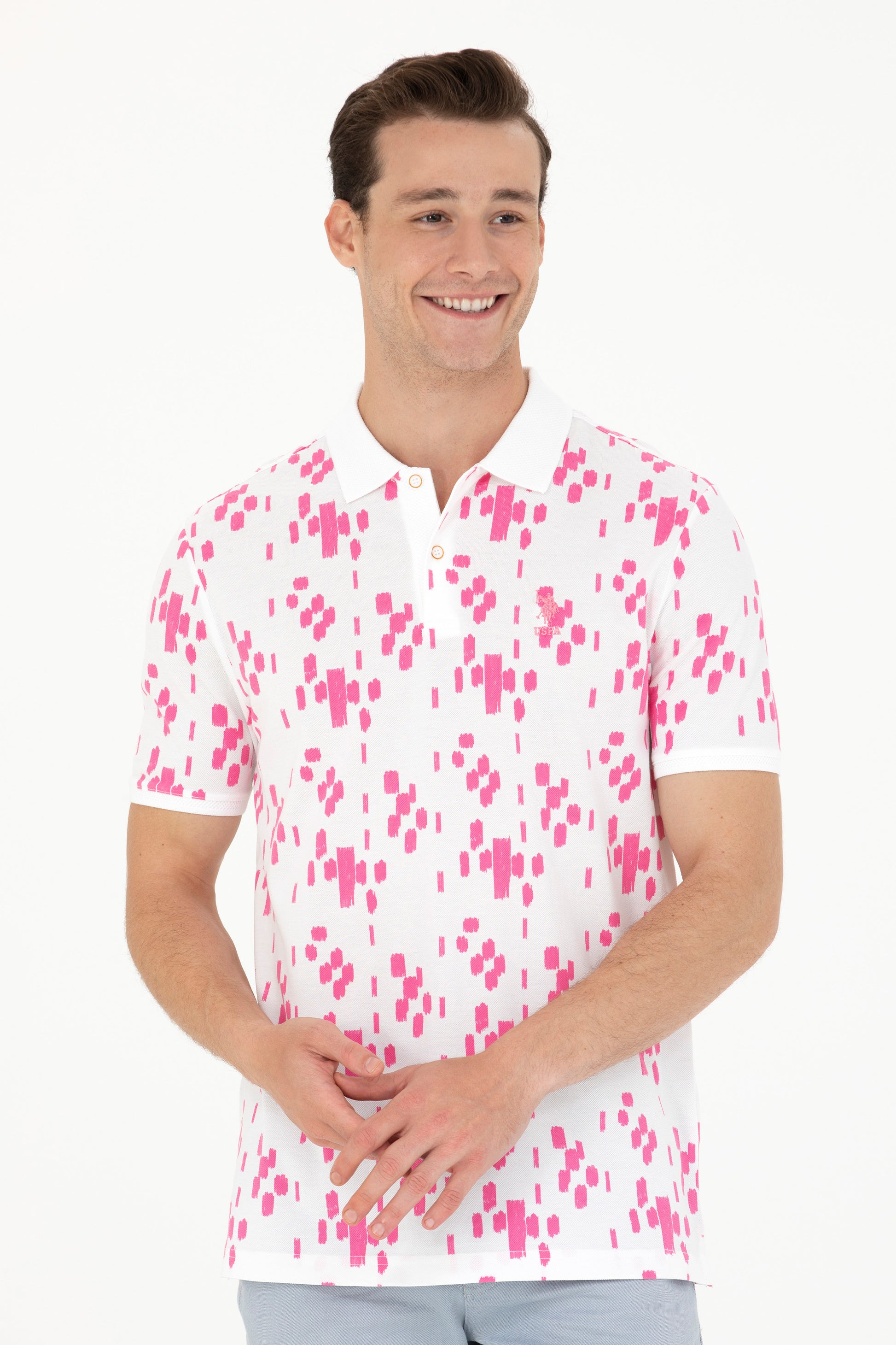 Men's Pink Polo Neck T-Shirt