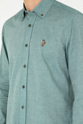 Men's Dark Green Long Sleeve Basic Shirt