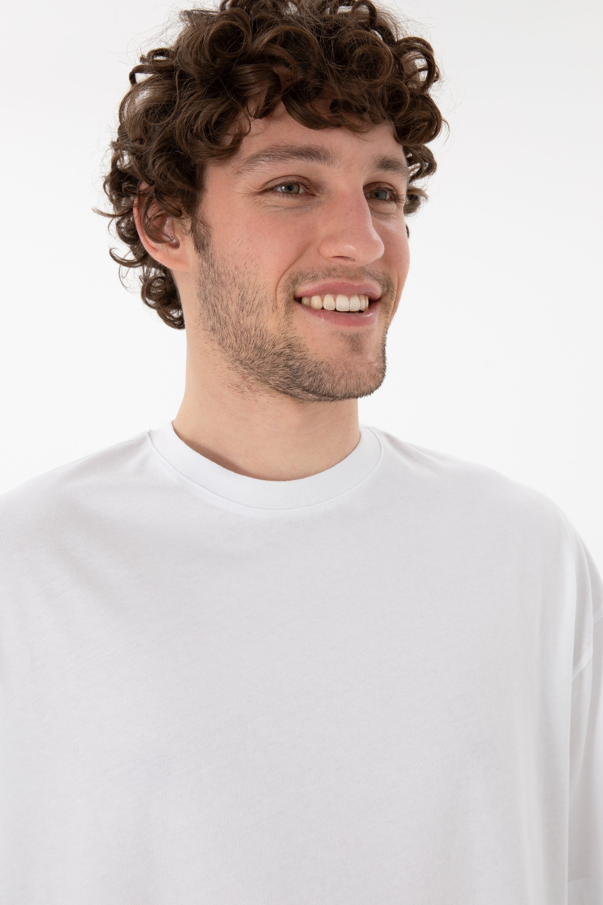 Men's Long Fit Crew Neck White Basic T-Shirt