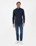 Navy Blue Slim Fit Long Sleeve Shirt