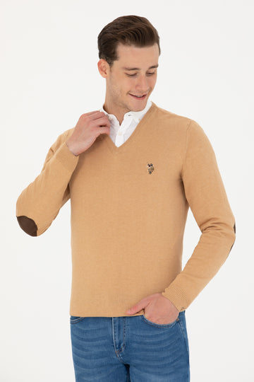 Men's Sand Melange Basic Sweater