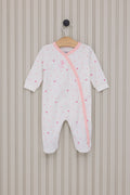 Baby Girl White Heart Pattern 100% Cotton Bootie Jumpsuit